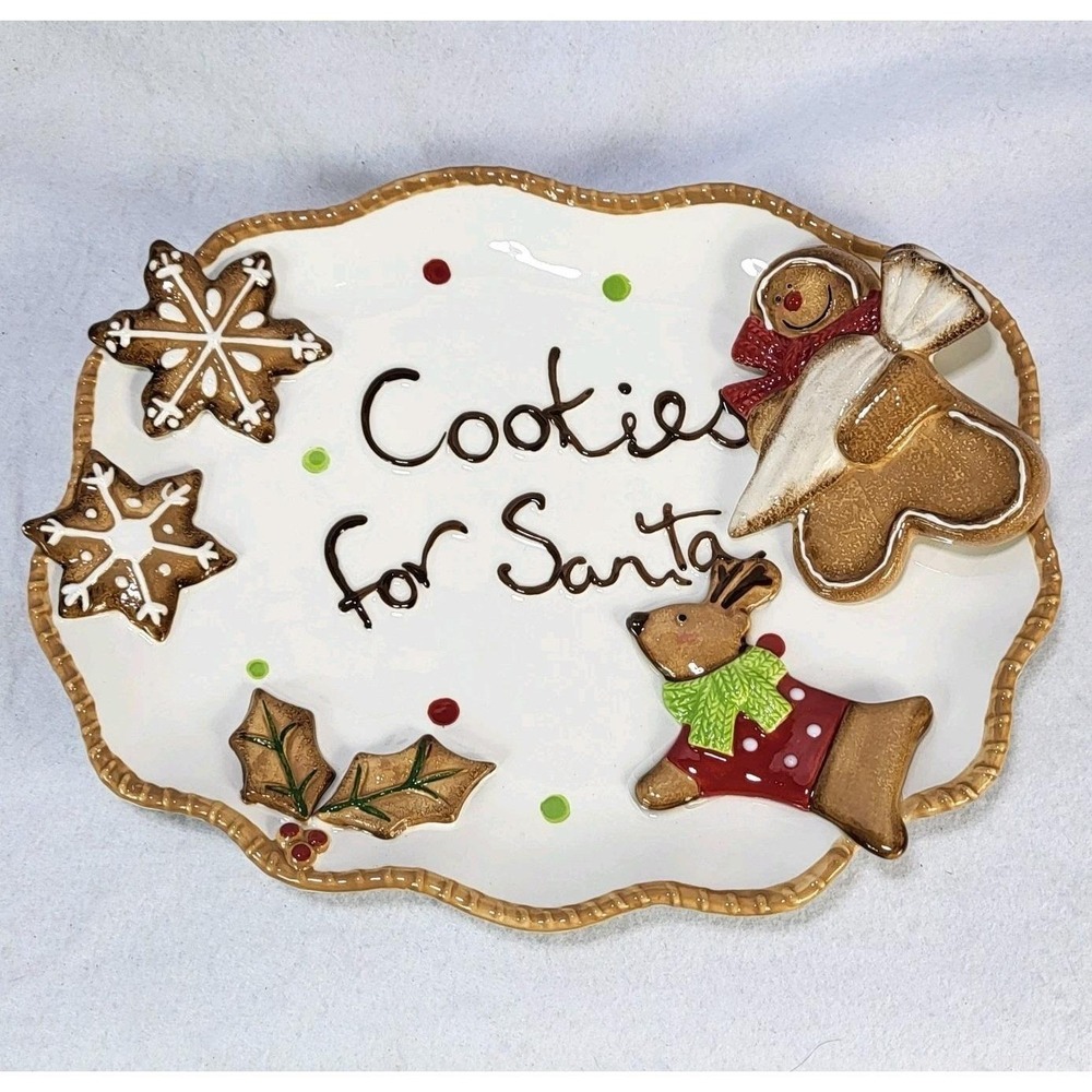 Cracker Barrel Cookies for Santa‎ Serve Ware Ceramic Platter Handmade Christmas